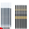 Set of eight carbon black gel pens showing bullet and needle tip options