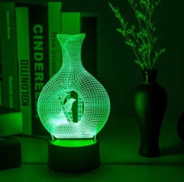 3D acrylic LED night light with ABS base showing seven colour changing options