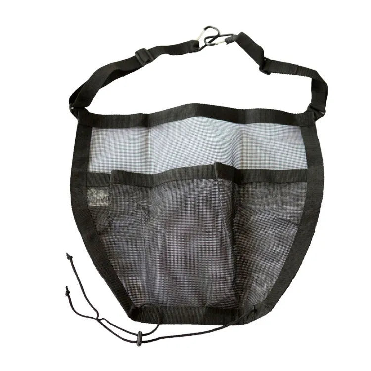 Black car bag mesh bag with nylon and mesh construction, 25 x 16.5 x 3.8 cm, for hanging travel storage