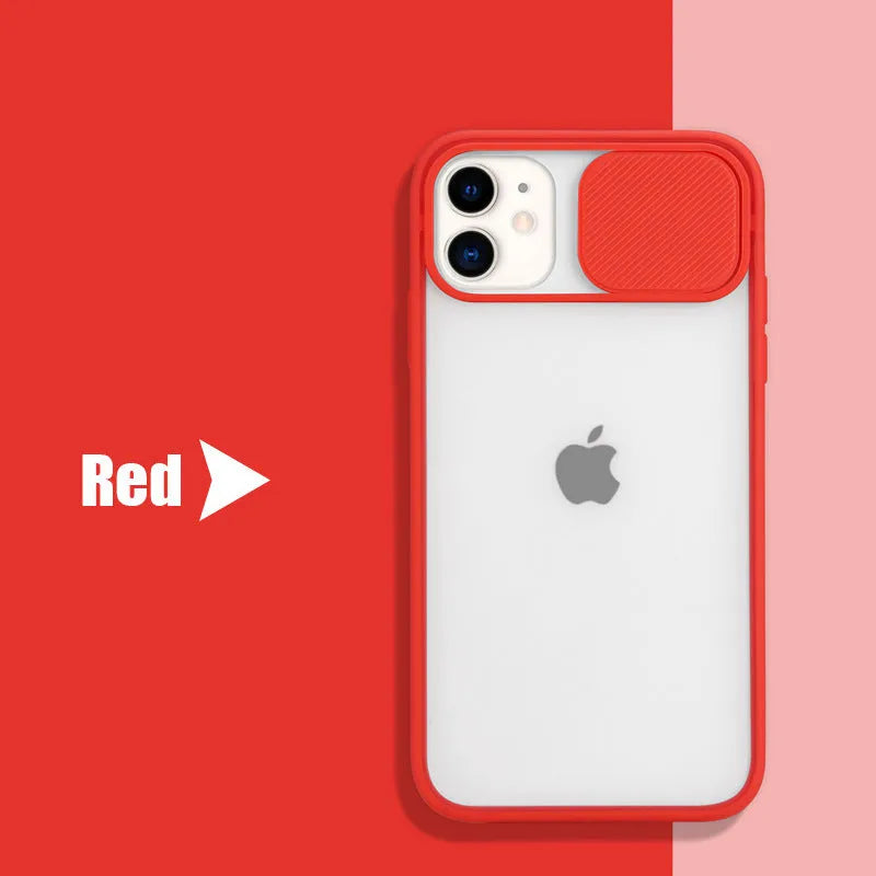 Frosted frame silicone phone case for iPhone in various colours including blue, pink, and black.