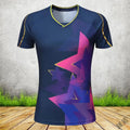 Badminton sportswear outfit with short-sleeved top and trousers in polyester fabric