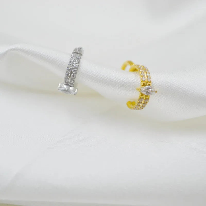 Titanium steel heart-shaped earrings with zircon stones in gold and silver colours