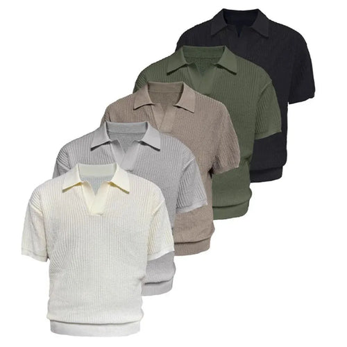 Business style polo shirt with striped collar in ice silk breathable fabric available in multiple colours and sizes