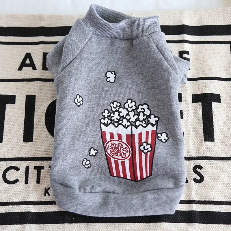 Cotton dog hoodie in popcorn grey for winter wear, size small, 27cm length, 36cm bust