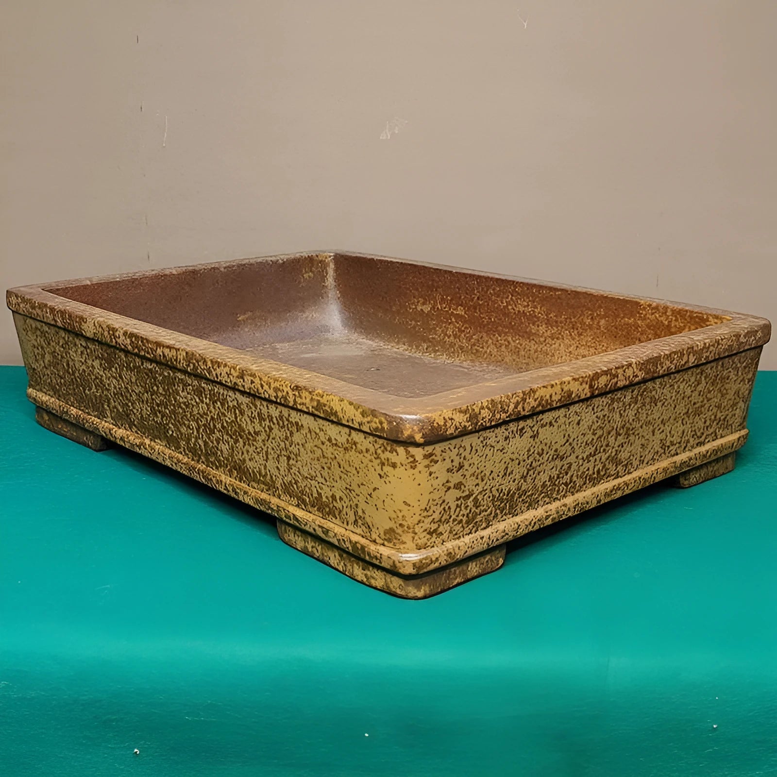 Straight shallow rectangular Yixing flowerpot made from purple sand clay for plants