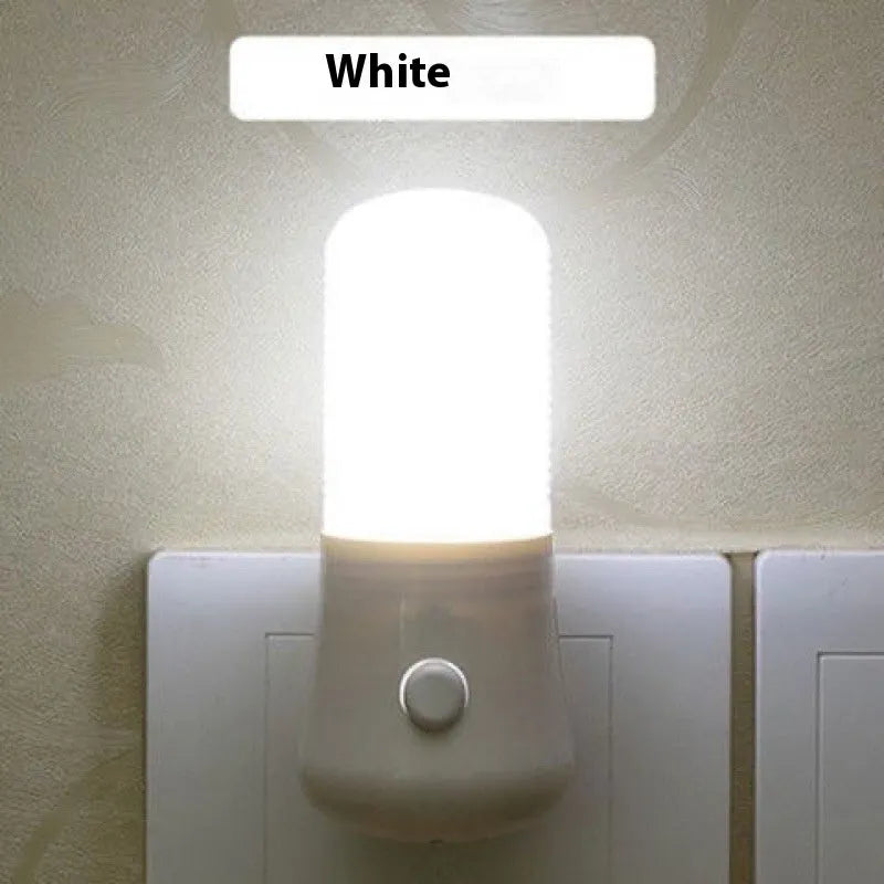 Minimalist plug-in bedside night light with American socket and dual-colour switch
