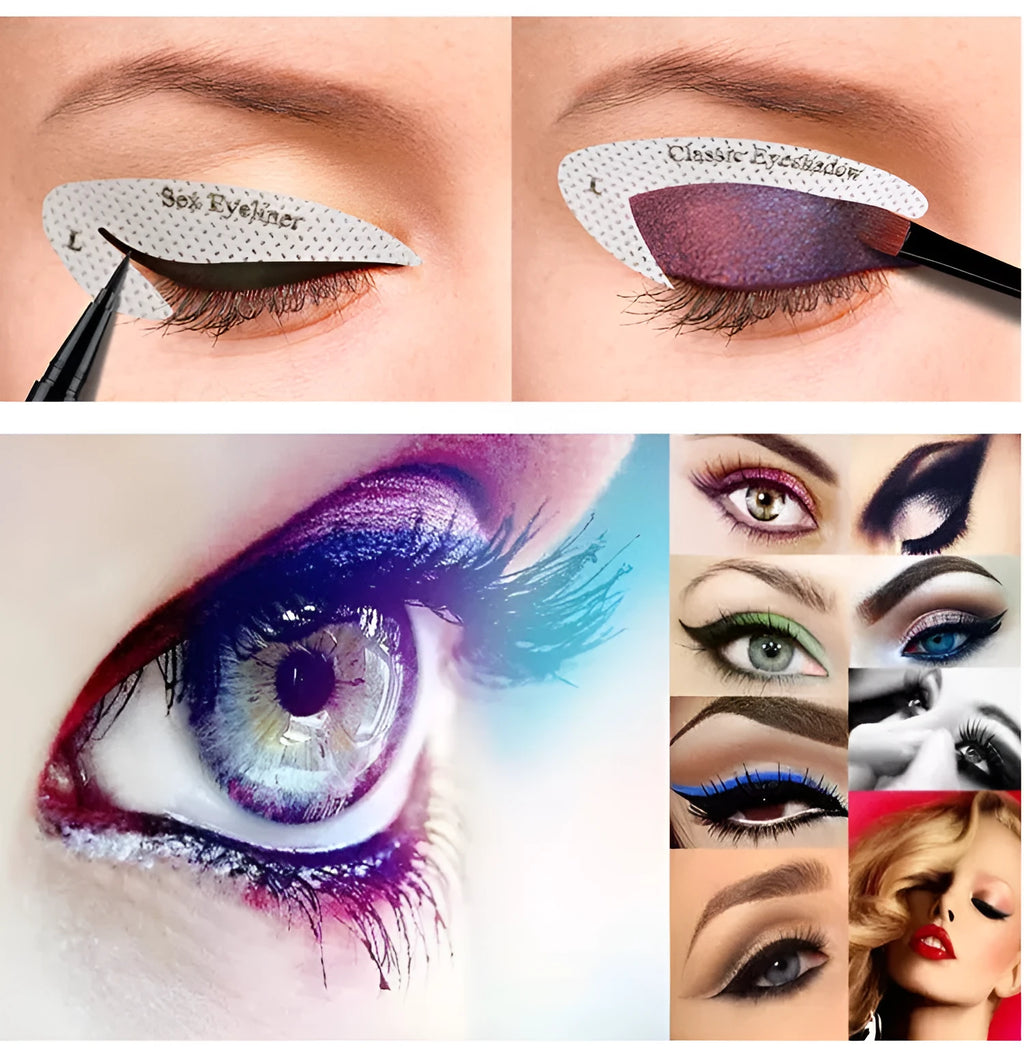 Four reusable eyeliner stencils for creating winged eyeliner and eyeshadow looks