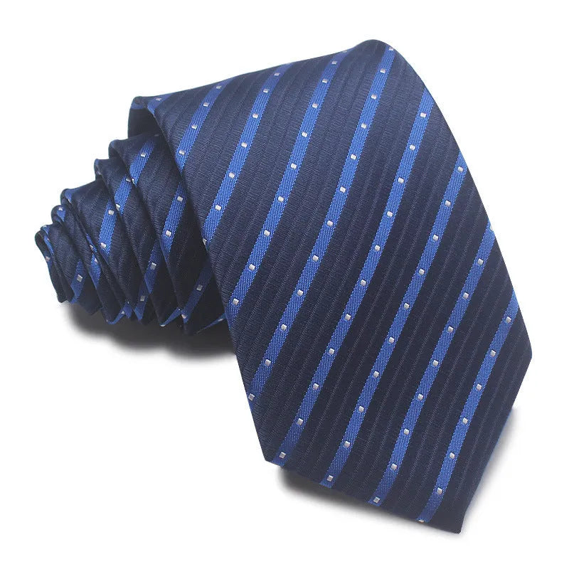 Men's 8CM wide striped formal tie in polyester jacquard weave available in multiple colours