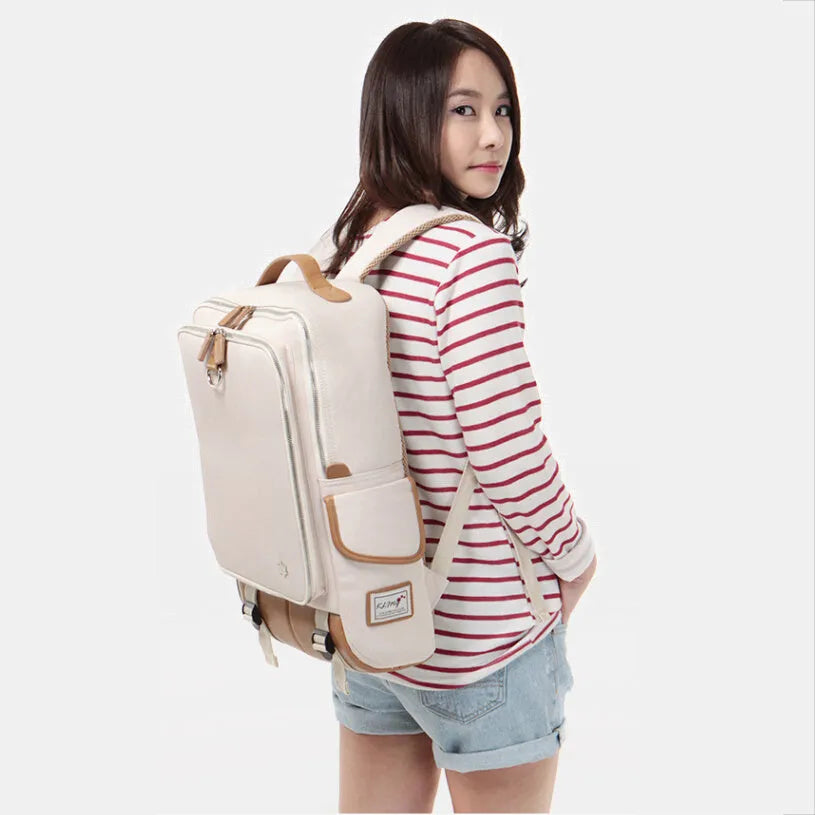 Men's modern Korean Oxford cloth backpack in army green colour, showing large capacity design.