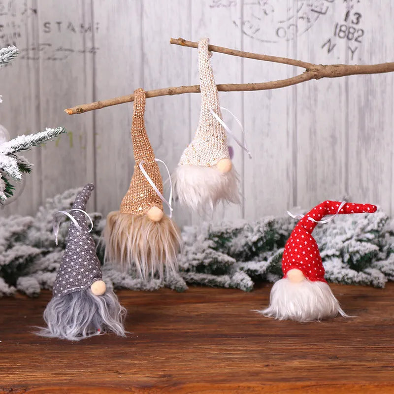 Christmas Forester Gnome LED light hanging decoration handmade Swedish 8x20cm Beige