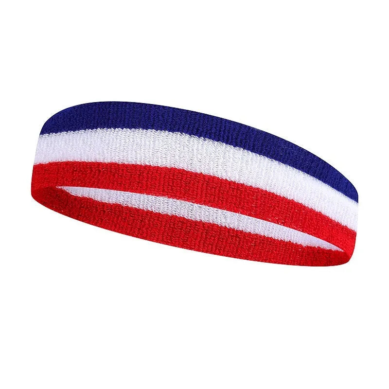 Sports headband for adults in multiple colour combinations including black red yellow