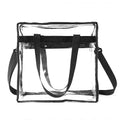 Women's transparent PVC shoulder messenger bag with double connector straps in horizontal square shape