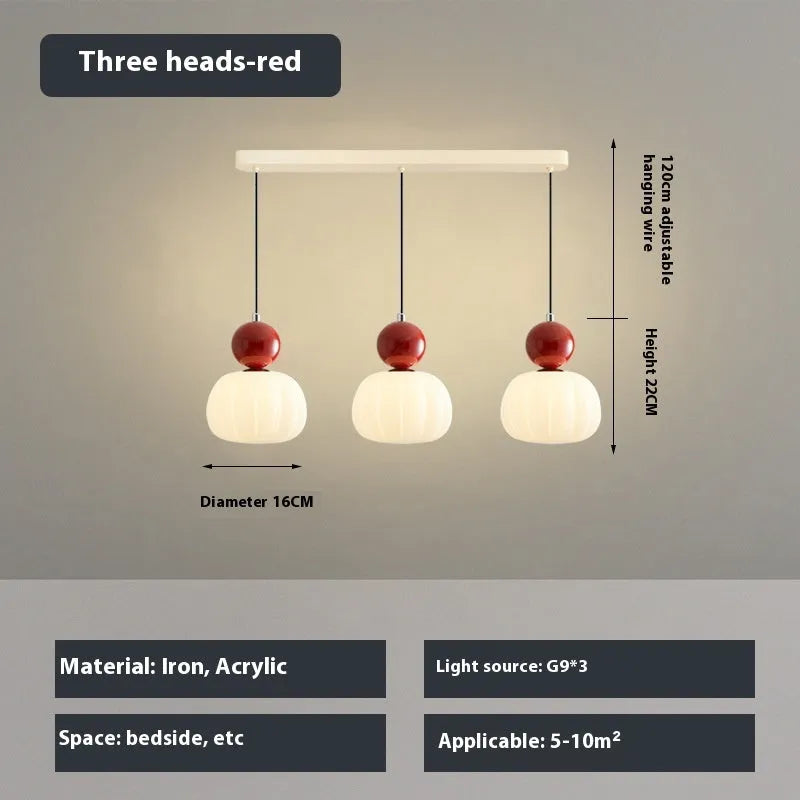 Nordic pumpkin-shaped alloy chandelier for ceiling mounting in a bedroom or dining room.