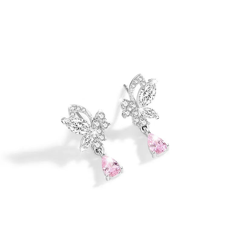 Crystal butterfly stud earrings made from 925 sterling silver with sparkling accents