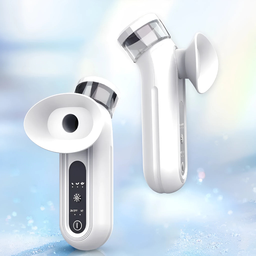 White rechargeable portable eye care device with warm compress function and included eye mask