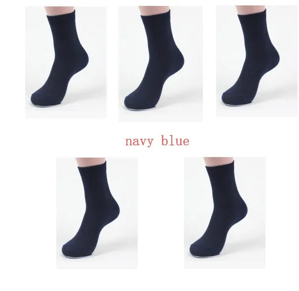 Men's bamboo fibre business socks with small square pattern, shown in colour options including black and navy blue.