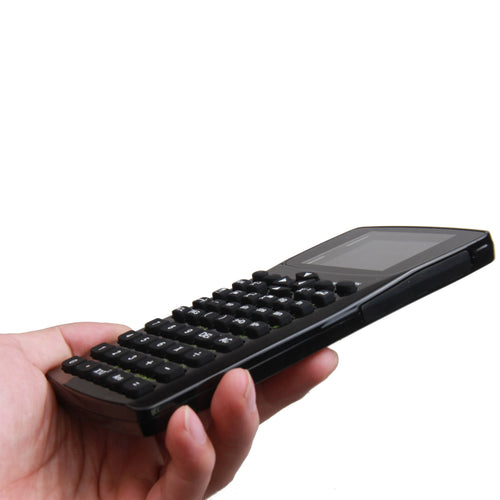 Black multifunctional e-book reader with 2.8cm screen displaying text, featuring adjustable strap and media playback controls.
