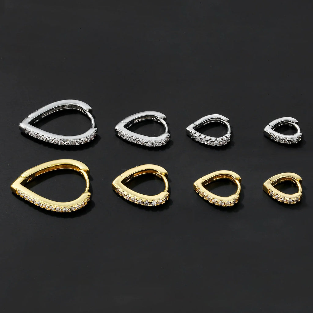 Geometric copper love ear clip with heart detail in gold or white finish