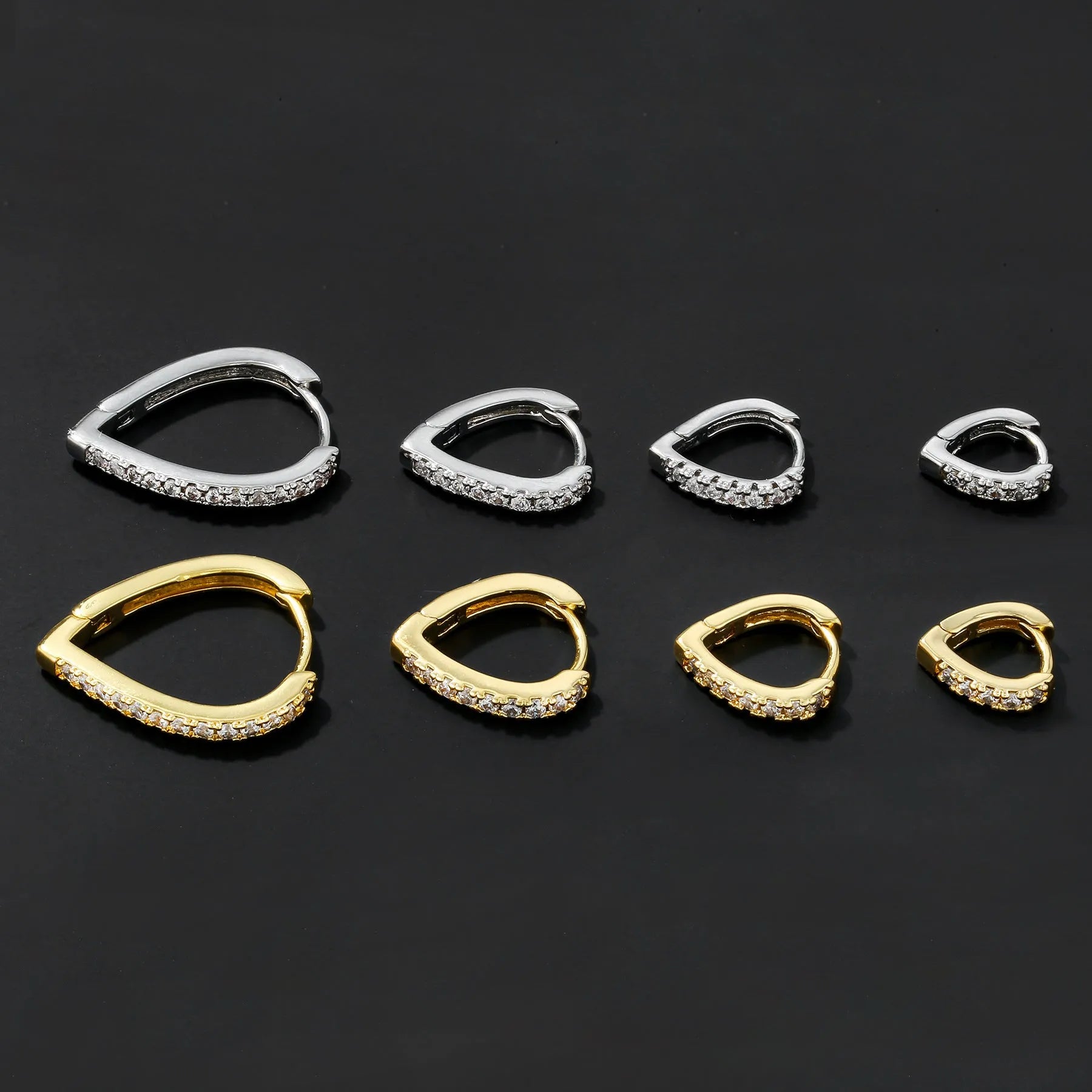 Geometric copper love ear clip with heart detail in gold or white finish