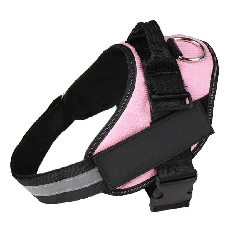 Personalised reflective no-pull dog harness in nylon with adjustable chest strap and sturdy handle