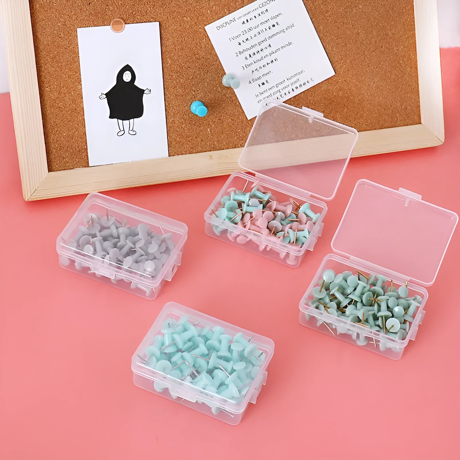 50 Morandi colour push pins with five-pointed star button design for noticeboards and cork boards