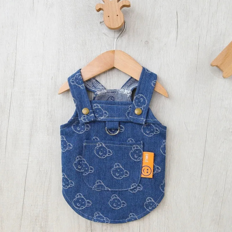Denim princess dress for Teddy Bichon dog in bracket-skirt or bracket-T styles