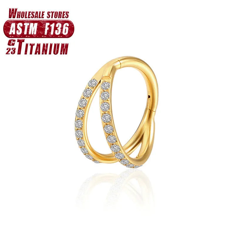 Titanium alloy nose ring body jewellery showing colour options and size variations