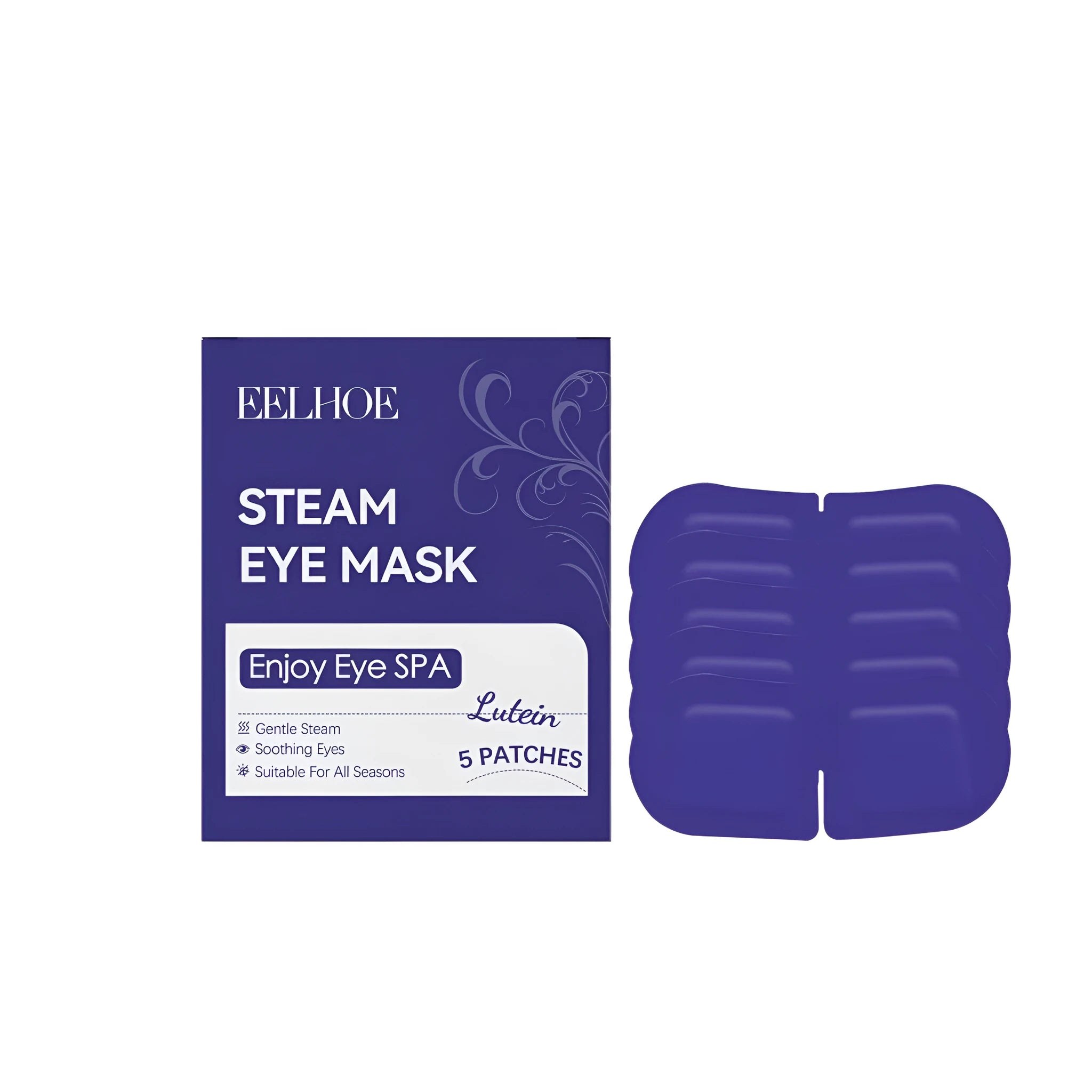Pack of 5 self-heating lutein steam eye masks with cranberry extract for home eye care