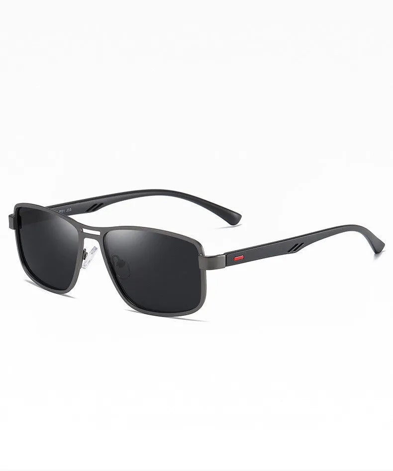 Men's polarized sunglasses with TR90 frame and TAC lens in black with grey film finish