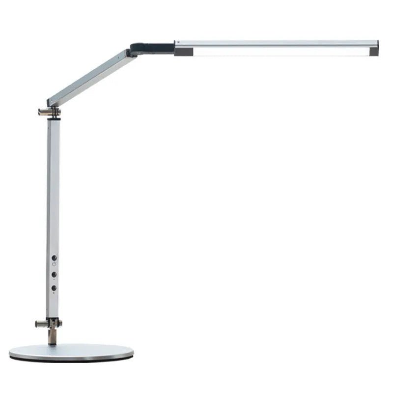 Aluminium clip-on folding desk lamp with remote control, shown in dazzling black finish.