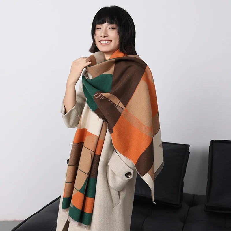Imitation cashmere scarf in multiple colours showing 185cm by 65cm dimensions