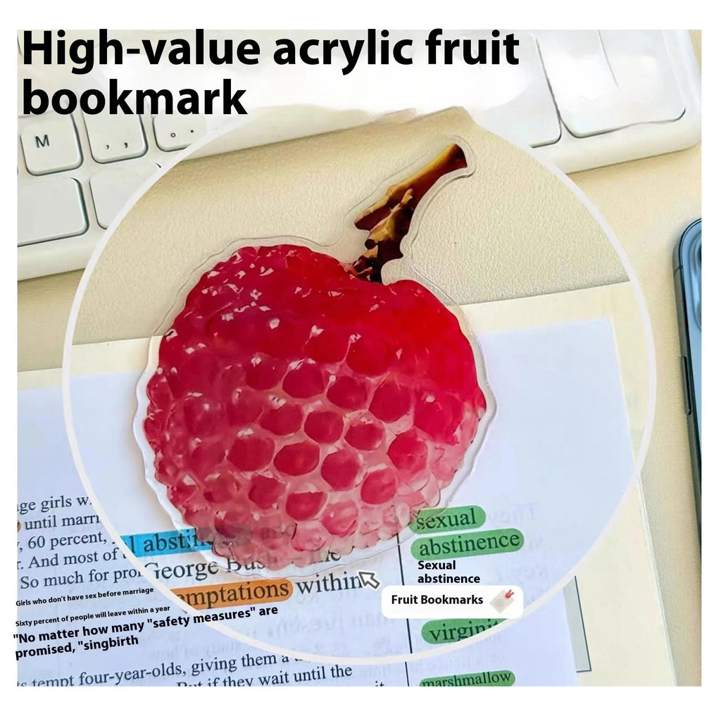 Cute plastic fruit bookmark with fixed photo holder in watermelon red colour measuring approximately 8-10cm