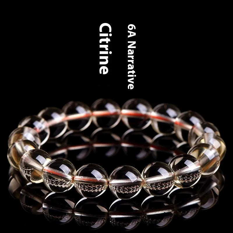 Natural citrine scattered beads ball bracelet showing polished 7A and 6A grade stones in various sizes