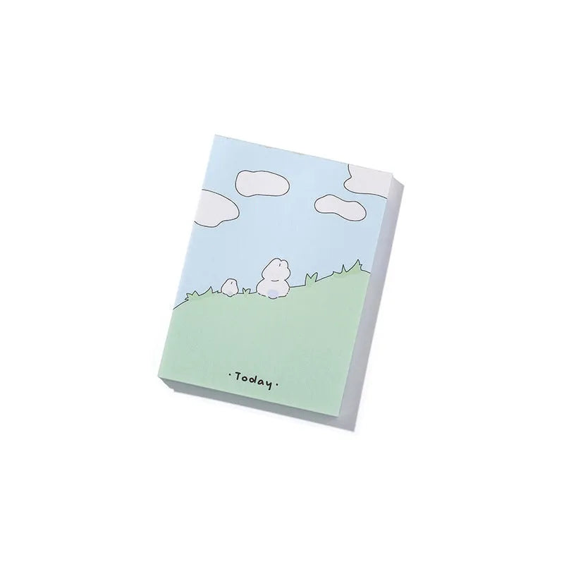 Cute cartoon animal and planner themed sticky note pad with adhesive backing, 50 sheets