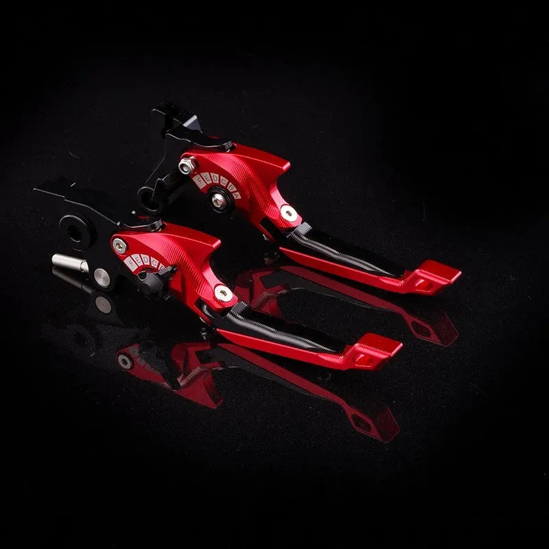 Adjustable anodised aluminium horn handle motorcycle clutch lever in multiple colour options