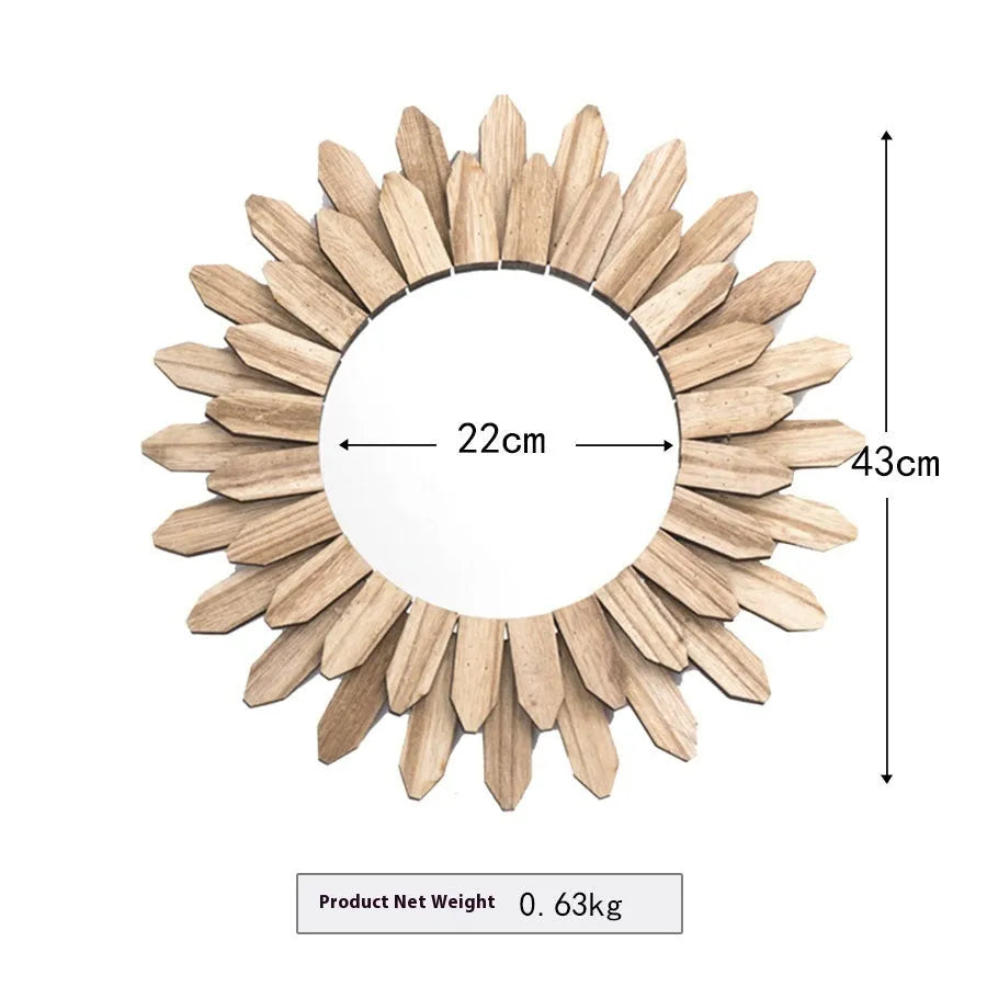 European-style wooden framed wall hanging mirror in baked colour finish