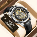 Swiss quartz men's business watch with hollow design in gold and black colour options