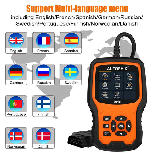Autophix 7910 handheld automotive diagnostic scanner and OBD2 fault code reader tool