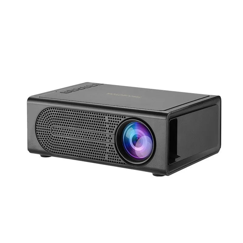 Black and white portable mini projector with wired mobile phone connection support