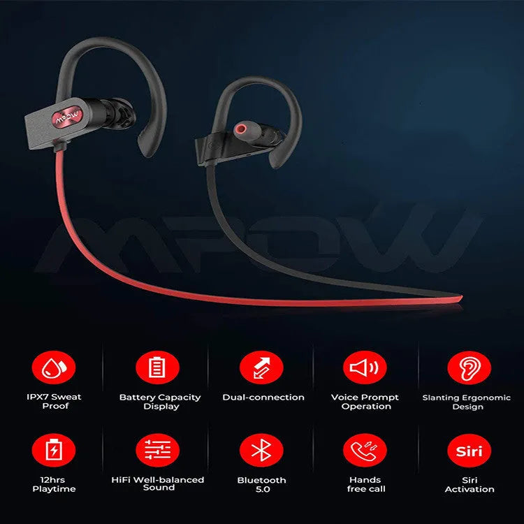 Flame2 hanging ear Bluetooth headset in red, black, or pink colour