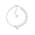 925 silver brushed ball bracelet with silver pink crystal electroplated finish on white background