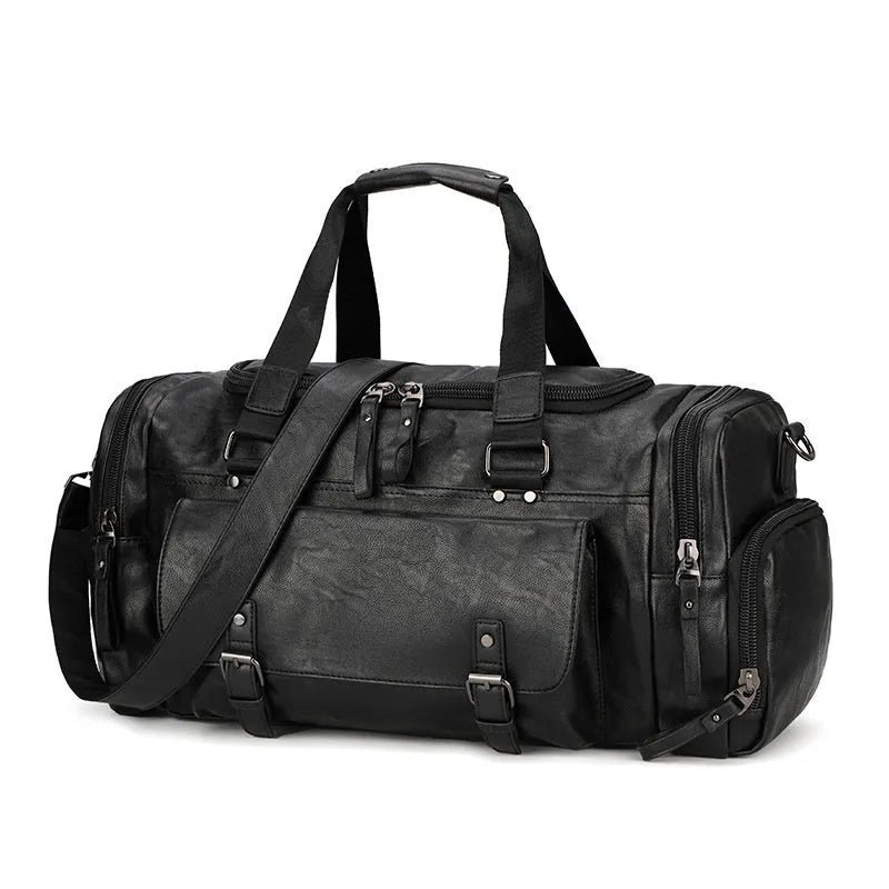 Large black PU travel bag for shoes with shown dimensions.