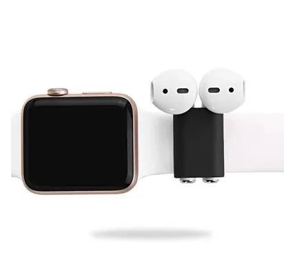 Silicone Anti-Lost Holder Strap Compatible with Apple AirPods for Watch Band in Black White Blue Pink, 2.5x1.8x1.4cm Soft Silicone Protector Case for Gym Running Cycling
