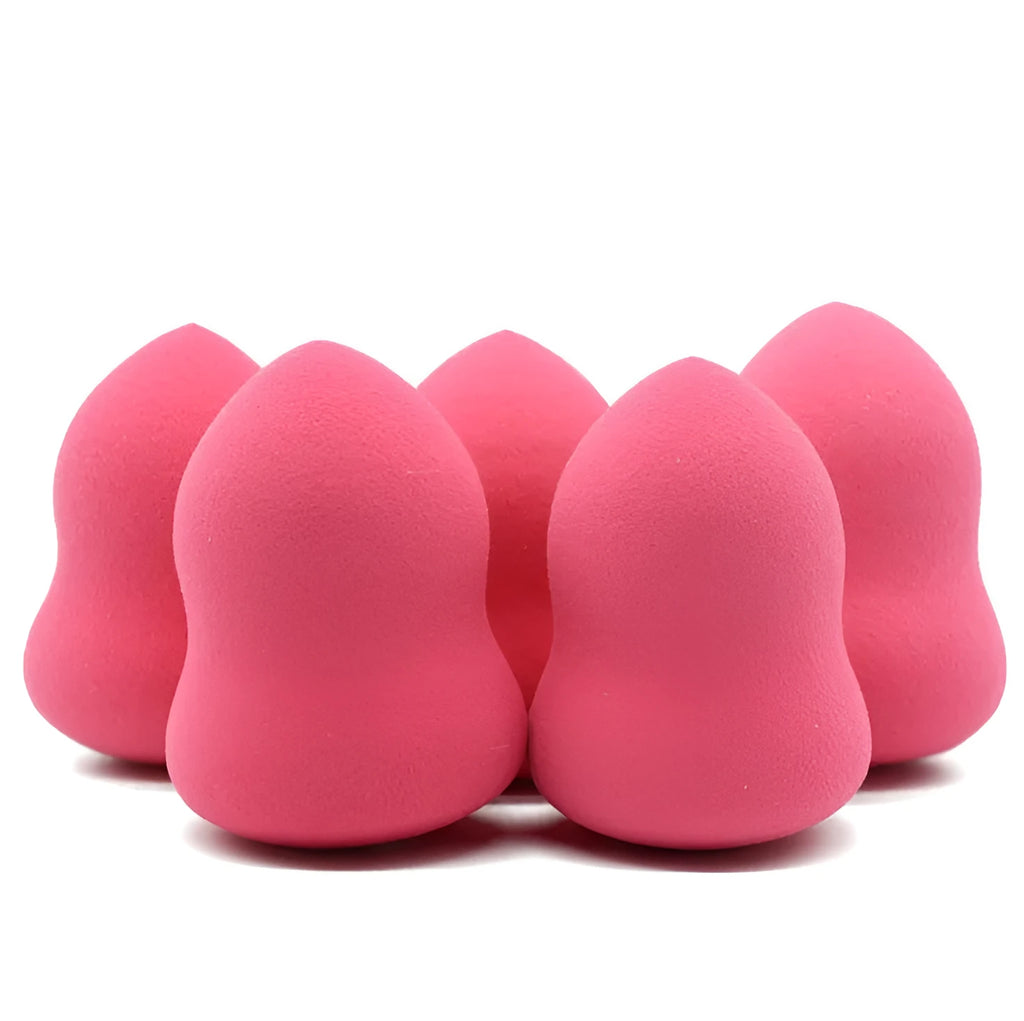 Pink hydrophilic non-latex makeup foundation sponge 4x4x5.6cm on white background
