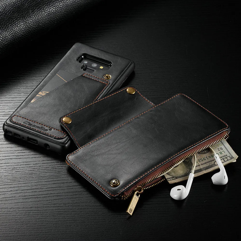 PU leather flip phone case for Samsung Note9 in black colour showing anti-scratch protection features