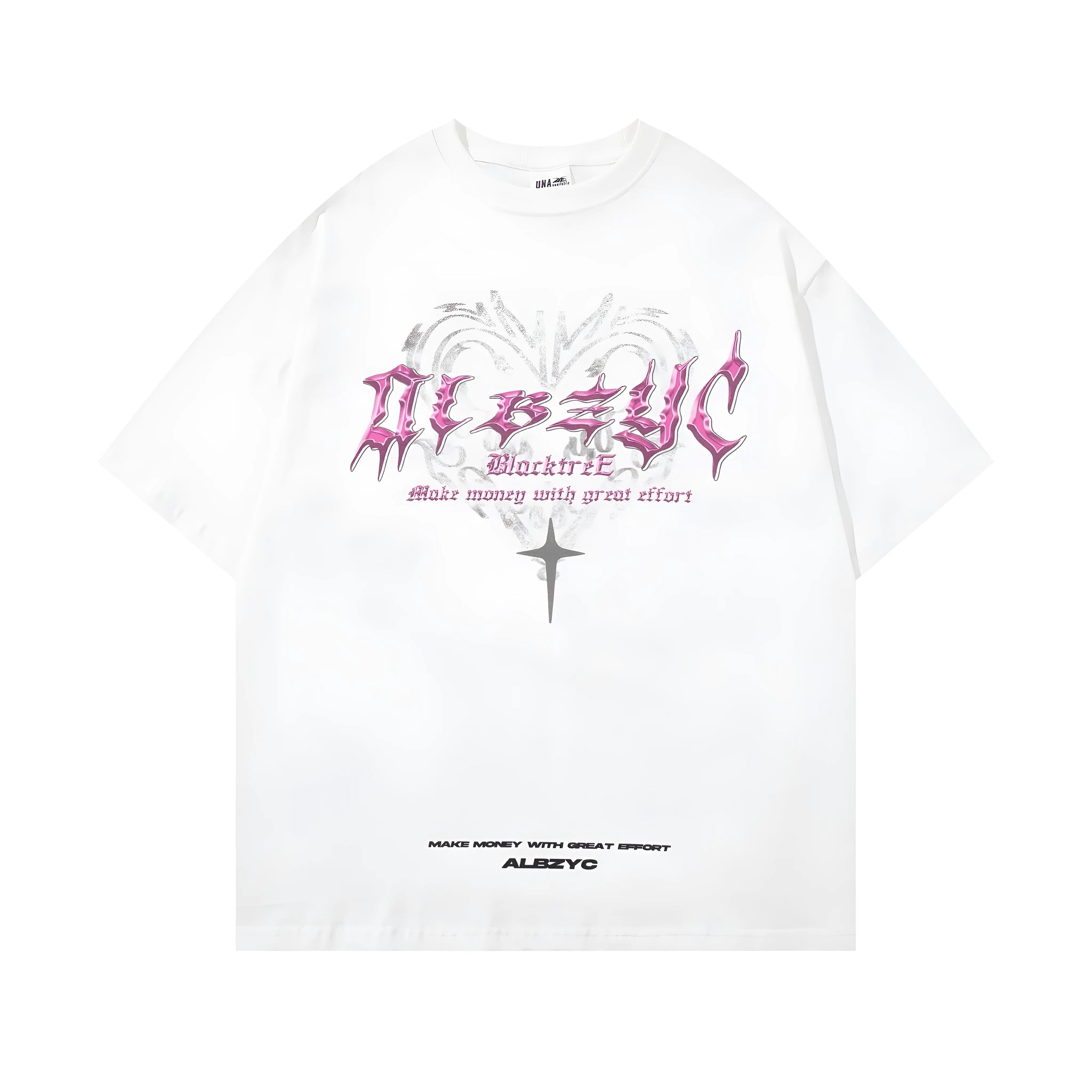 Men's white cotton printed retro design short sleeve t-shirt on hanger