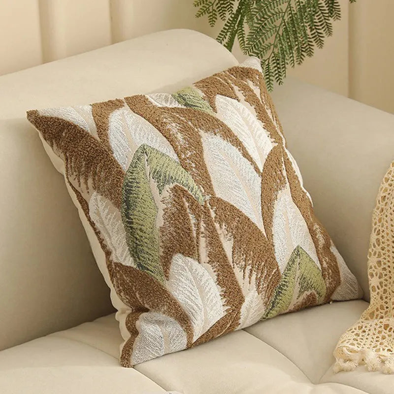 Square Jacquard cushion cover with yarn-dyed floral pattern in various colours, shown at 45cm size.