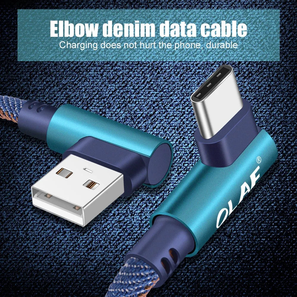 USB fast charging cable with pure copper core in black, blue and red colour options.