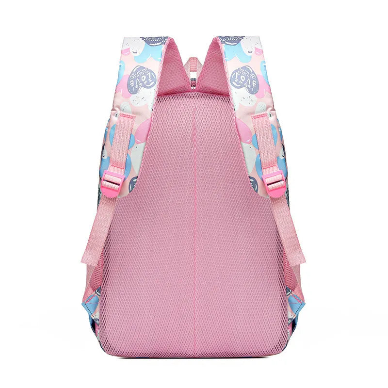 Blue student backpack with air cushion shoulder straps, large main compartment and Oxford cloth material.