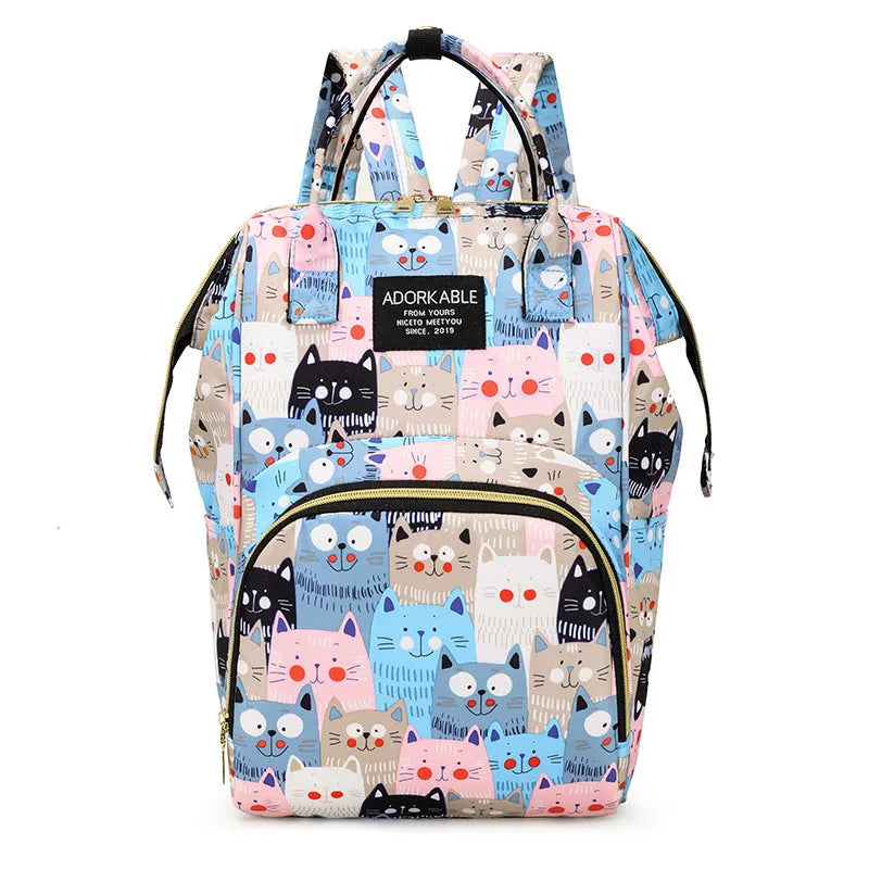 Large capacity nylon casual handbag with animal print and airpillow straps
